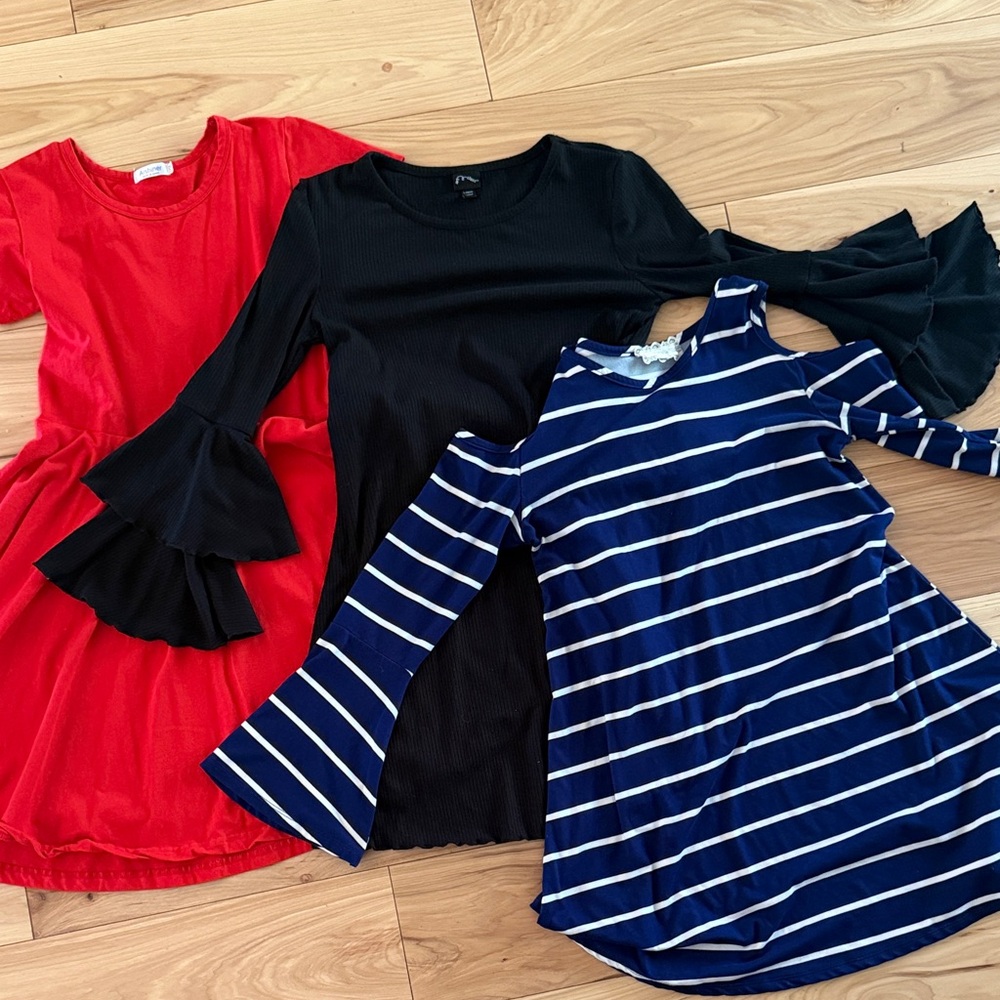 Art Class Kids Dresses - Red, Black, and Blue Striped